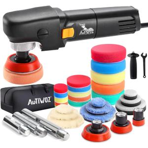 Mini Buffer Polisher, Car Polisher Waxer, 600W Rotary Polisher Machine with 33Pcs Polishing Kit, with 1" /2" /3" Base Pads M14 Thread Extension Shaft for Car Boat Sanding Polishing and Waxing