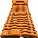 FUN PAC Camping Sleeping Pad, Ultralight Camping Mat with Pillow Built-in Foot Pump & Pillow, Upgraded Compact Camping Air Mattress for Tent, Backpacking-Orange