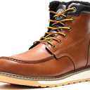 ANGRYRAM Winter Steel Toe Boots for Men Moc Toe Waterproof Work Boots Men's Comfortable Steel Toe Wedge Safety Boots Lightweight Indestructable Construction Boots, 11.5, Brown 