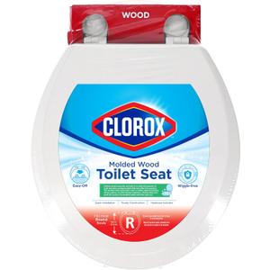 Clorox Round Wood Toilet Seat with Easy-Off Hinges-Wiggle Free Design 16.54 x 16.5 x 0.99 inches