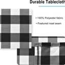 Hiasan 60 x 120 Inch Checkered Tablecloth Rectangle - Stain Resistant, Spillproof and Washable Gingham Table Cloth for Outdoor Picnic, Kitchen and Holiday Dinner, Black and White