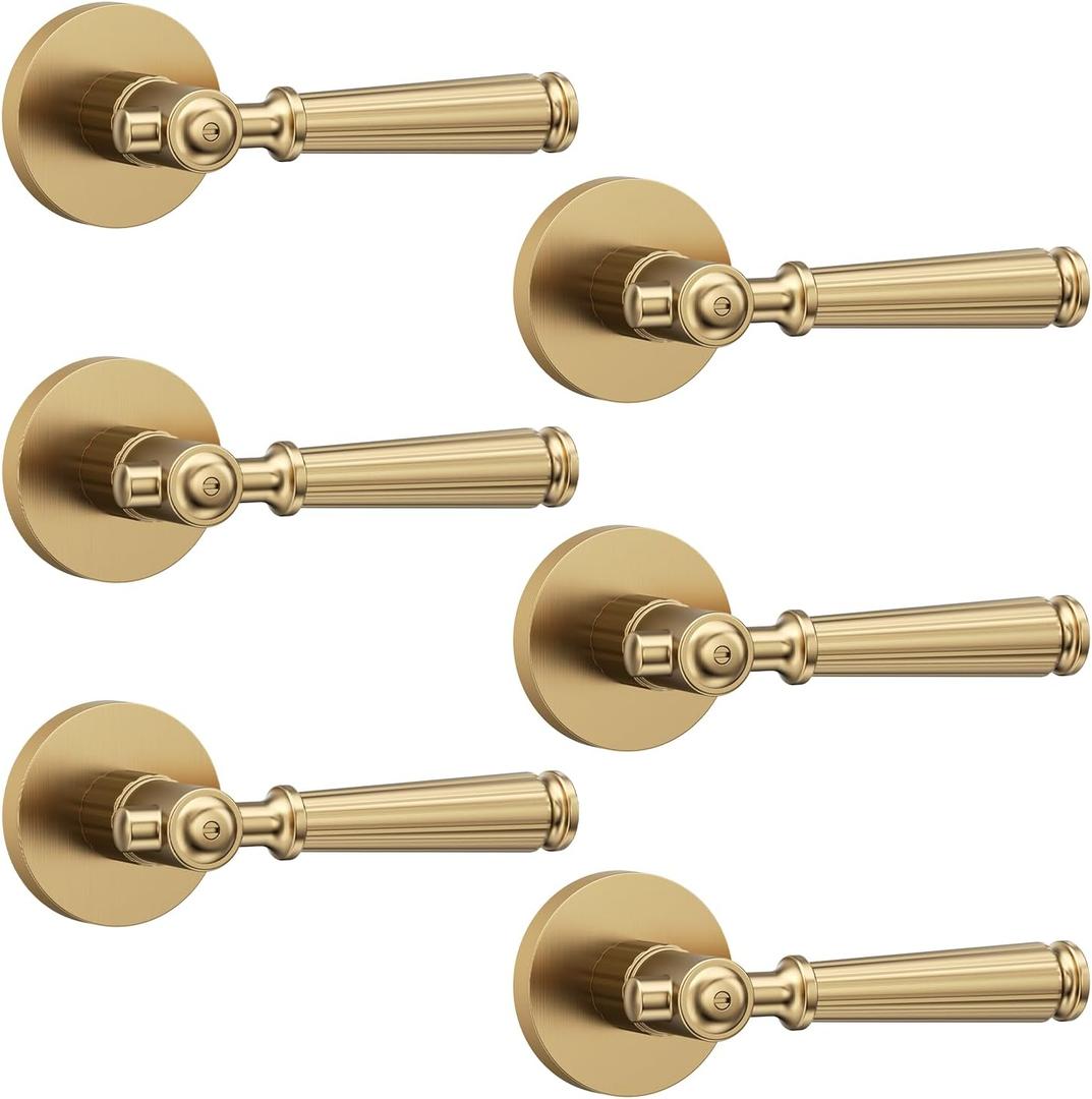 Asidrama 6 Pack Champagne Bronze Privacy Door Handle with Lock