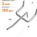 JEAWIWI 120 Pack 2 Inch Metal Pegboard Hooks, Fit 1/4 in and 1/8 in Peg Board Organizer Accessories, for Hanging Storage, Garages, Tool Sheds, Basements