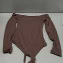 SUUKSESS Women Off the Shoulder Long Sleeve Bodysuit Double Lined Thong Bodysuit Size XS