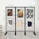 Room Divider Freestanding Gridwall, 3 Panel Folding Display Board Organizer with Base Feet, Privacy Screens Portable Freestanding Display Board Wire for Craft Shows Events Retail, 51.2"W x 78"H