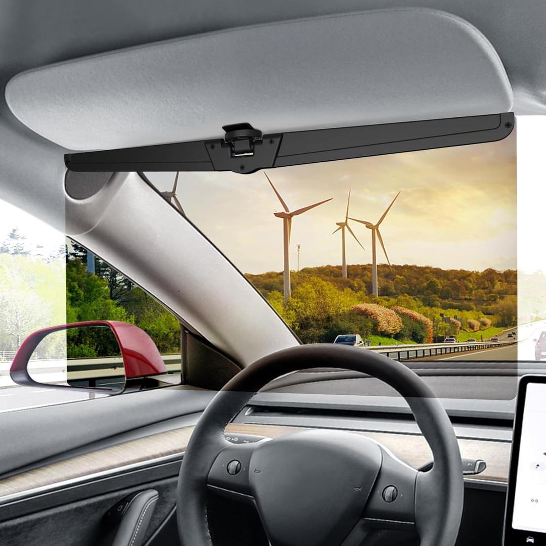 Veharvim Sun Visor Extender for Cars, Upgraded Polarized Car Visor Extender Sun Blocker UV400, Universal Visor Extension for Car Visor, Clip on Sun Visor for Car (Universal(1 Pack))