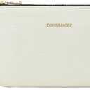 DORIS&JACKY Small Leather Coin Purse Mini Keychain Pouch Card Holder For Men Women (6-White)