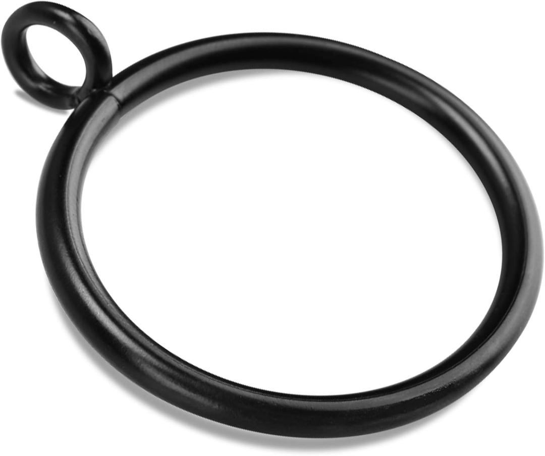 40 PCS Black Curtain Rings with Eyelet Apply for Fits Up to 1.75 inch Curtain Rod (Black Drapery Rings) (2.0 inch Interior Diameter)