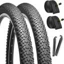 Hycline 2-Pack Mountain Bike Tires Set: 27.5-inch Folding Replacement Puncture-Resistant Bicycle Tires and Pair 27.5-inch Inner Tubes with Tire Levers for MTB Off-Road Bike