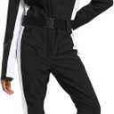 GSOU SNOW Womens Ski Suit One Piece Snowsuit Snowboard Slim Insulated Jumpsuit Jacket Waterproof Windproof for Outdoor Sports (Medium, Black 1)