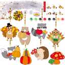 WorldBazaar 24 Sets Thanksgiving Suncatchers Craft Ornament Thanksgiving Animal Window Paint Art Suncatchers Craft Kits for Kids Fall Suncatcher Decorations Classroom Harvest Party Arts and Crafts