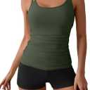 Eomenie Women's Swimsuit Tankini Set Modest Tummy Control Slimming Bathing Suits Two Piece Swim Suit with High Waisted Short (Medium, Green and Black)