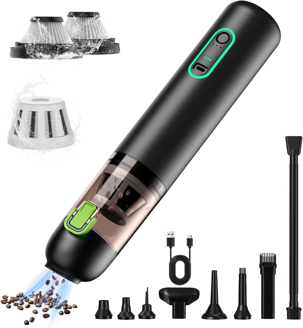 Car Vaccum, Rapair VC28 Handheld Vacuum, 4-in-1 Mini Vacuum Cleaner with 20000pa Suction Power, Rechargeable Vacuum with 3 Suction Modes, Portable Cordless Vacuum for Car, Home, Office Desk, Keyboards (Black)