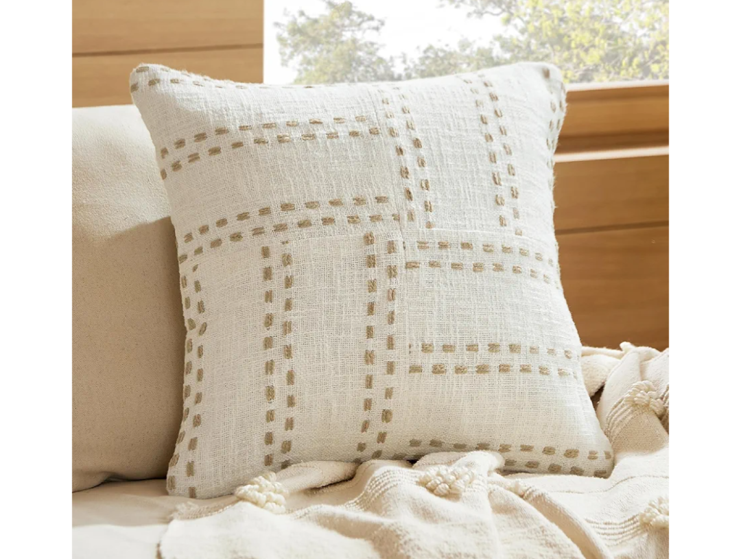 Bedsure Boho Throw Pillow Covers - 100% Cotton, Modern Woven Pillow Cover - Home Decor for Couch, Sofa, 18x18 Inch, Strip, Cream White