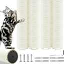 Cat Scratching Post Replacement Pole，4 PCS 11.81in Cat Tree Replacement Post，Natural Sisal Cat Tree Replacement Parts with M8 Screws，Cat Scratch Post Replacement for Refurbishment