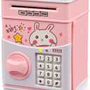 Kids Electronic Password Safe Mini ATM Piggy Bank Toy for 3-14 Year Old Boys and Girls (Pink-rabbit)