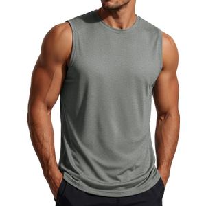 MAGCOMSEN Men's Tank Tops Moisture Wicking Workout Quick Dry Athletic Gym Muscle Running Sleeveless Shirts (Gray, S)