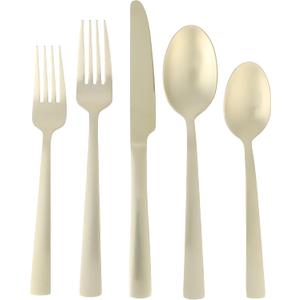 Gibson Elite Earlston 20-Piece Flatware Silverware Set - Stainless Steel Utensils - Forks, Spoons, Knives - Service for 4 - Matte Champagne Gold