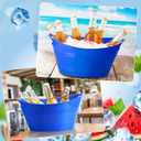 Patelai 6 Pcs Ice Buckets Bulk, Plastic Ice Buckets with Handles, Oval Storage Tub, Large Capacity Drink Tub for Party Bar Wine Beer Champagne Beverage Bottle Cooler(4.5 Liter, Blue)