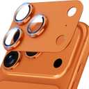 Jeluse Compatible with iPhone 17 Pro Max Camera Lens Protector, Strong Adhesion Full Coverage Metal Aluminum Alloy Ultra Clarity Tempered Glass Camera Screen Protector