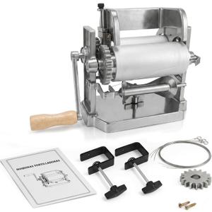 Manual Tortilla Maker Machine, 5.5-Inch Corn Tortilladora, Roller Cutter
Aluminum Hand-Crank Tortilla Machine for Corn Masa Only, Makes Uniform Tortillas with 2 Table Clamps and Wood-Mount Base