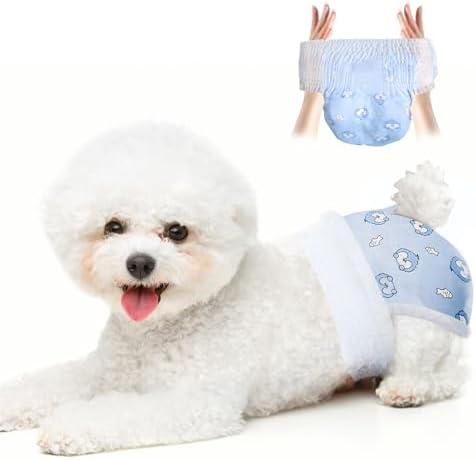 Mosamart Disposable Dog Diapers Absorbent Soft Puppy Doggie Diapers for Female Dogs with Stretchy Waist Puppy Diaper in Heat Period Excitable Urination (XS 8PCS)
