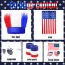 American Flag Cape Costume, 4th of July Outfits Set Patriotic Headband Glasses Sticker Wristbands Patriotic USA Party Accessory 4th of July Independence Day Accessories