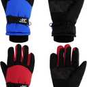 SATINIOR 2 Pairs Kids Waterproof Winter Snow Gloves Ski Gloves for Boy Girl Outdoor Warm Thickening Snowboar (S)