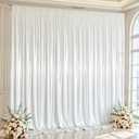 10x10ft White Glitter Backdrop Curtain for Parties, Wrinkle Free Satin Photo Backdrop Drapes 2 Panels 5x10FT Shimmer Back Drop Cloth for Wedding Birthday Baby Shower Photography Background Decor