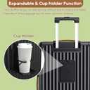 Joyway Carry On Luggage, Expandable Suitcase with Smart Cup Holder and USB Port, 20 IN Hardside Checked with TSA Lock Spinner Double Wheels, Black