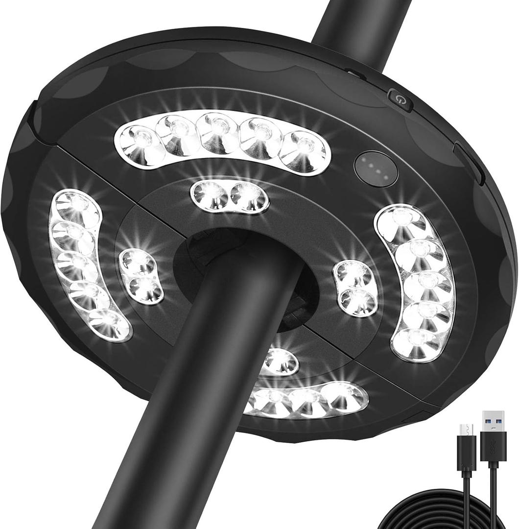 Umbrella Light, Patio Umbrella Lights 3 Brightness Mode 28 LED at 220LM, Built-in Lithium Battery Operated, Patio Umbrella Cordless Light for Camping Tent or Outdoor Use