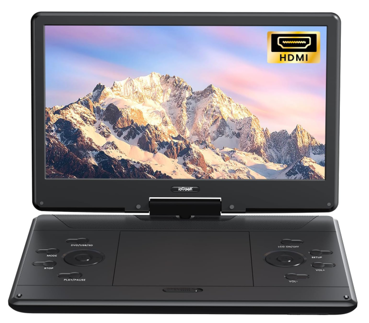 ieGeek 15.9" Portable DVD Player with 14.1" Swivel Screen, HDMI Input, 6Hour Rechargeable Battery, Region Free, USB/SD Playback, Ideal Gift for Seniors, Kids and Travel, Black