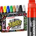 Coogert 8 Vibrant Colors Jumbo Poster Markers, 15MM Thick Permanent Acrylic Graffiti Markers, Wide Tip Paint Marker for Canvas, Posters Board, Fabric, Window, Wood, Teachers,Banner painting supplies