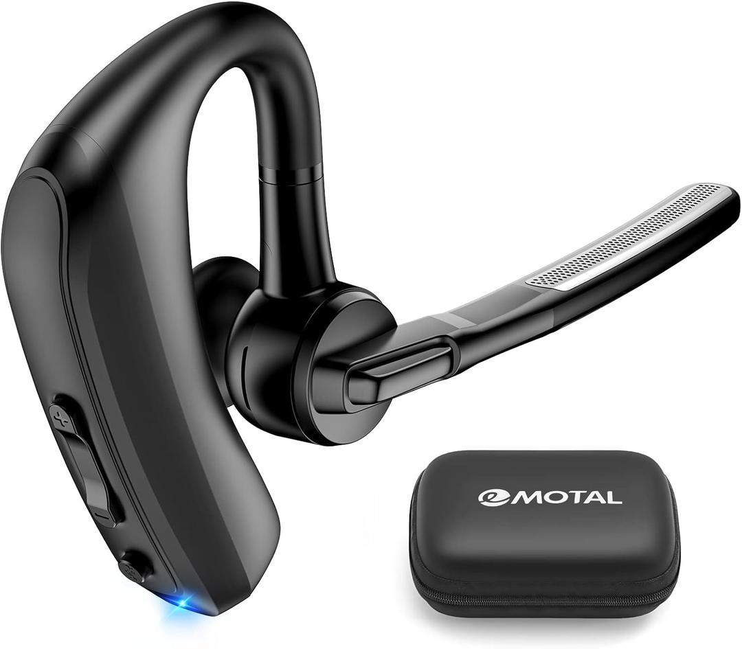Bluetooth Headset Dual-Mic ENC +CVC 8.0 Noise Cancelling Aptx HD HiFi Stereo15Hours HD Talktime 200Hours Standby Bluetooth Earpiece Compatible for iOS/Android Cellphone with Storage Case