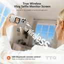 Wireless Vlog Selfie Monitor Screen with AMOLED Display, 4K Phone Vlog Selfie Monitor Screen Bluetooth Remote, Magnetic Back Camera Monitor for Vlog Live Stream TikTok, Compatible with iPhone/Android