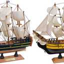 SAILINGSTORY Wooden Model Ships Sailing Ship Model Sailboat Decor Endeavour, Victory 9.5" Set of 2 Pack (BE)