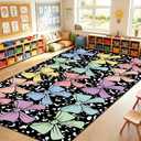 7.6 x 12 ft Large Pastel Classroom Rug Elementary, Back to School Bow Classroom Decor Educational Area Carpet for Preschool Kindergarten Learning Space Playroom Nursery