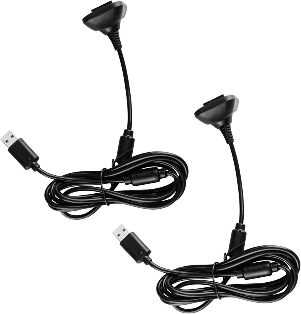 2Pack 6Ft Charging Cable for Xbox 360, Wireless Controller USB Charging Cable Compatible with Microsoft Xbox360 / xBox 360 Slim Wireless Game Controllers