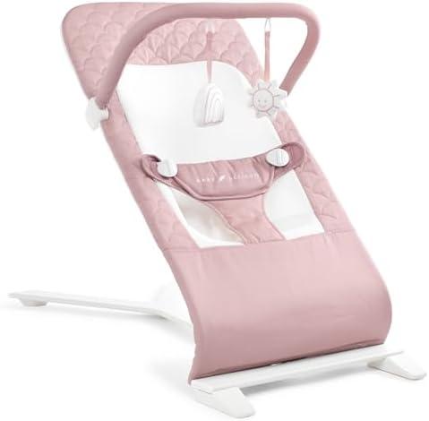 Baby Delight Alpine Deluxe Portable Baby Bouncer | Infant | 0-6 Months | 100% GOTS Certified Organic Cotton Fabric | Organic Rose