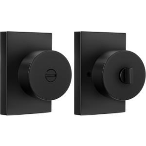 Haidms Black Door Knob Interior Privacy, Zinc-Alloy Heavy Duty Matte Black Interior Door Knob, Modern Bedroom Door Knobs Bathroom Bulk (1 Pack)
