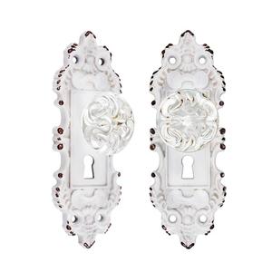 CEYMIO Vintage Dummy Door Knob Interior 2 Pack Crystal Glass Door Knobs Antique White Cabinet Knobs Keyless Decorative Hallway Closet Door Pulls Dresser Handles