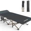 ATORPOK Camping Cot, Outdoor Folding Cot Bed with Pad and Pillow for Adults Heavy Duty Sleeping Cot with Carrying Bag, Portable Camp Cots for Camping Tent Travel Office (Blue)
