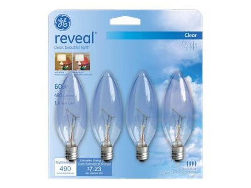 GE Reveal Light Bulb Soft White 60 W 455 Lumen E12 Candelabra Base 8 Bulbs, 2 Pcs