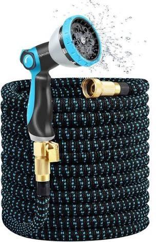 100 ft Expandable Garden Hose-2026 Newly Upgraded Expanding Garden Hoses with 10 Function Spray Nozzle, Extra Strength Fabric, Leak-Proof, Lightweight, Kink-Free Flexible Retractable Hose