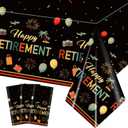 2 x 3Pcs Happy Retirement Party Tablecloth, 54 x 108 Inch Colorful Vintage Retired Plastic Table Cover, Disposable Retirement Party Decorations for Men Women Farewell Party Supplies
