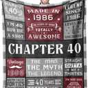 40th Birthday Gifts For Men Blanket 50*60, Happy 40th Birthday Gift Ideas, Gifts For 40-Year-Old, Gifts For Men Turning 40, Funny 40th Birthday Decorations, Unique Birthday Present 1986 Throw