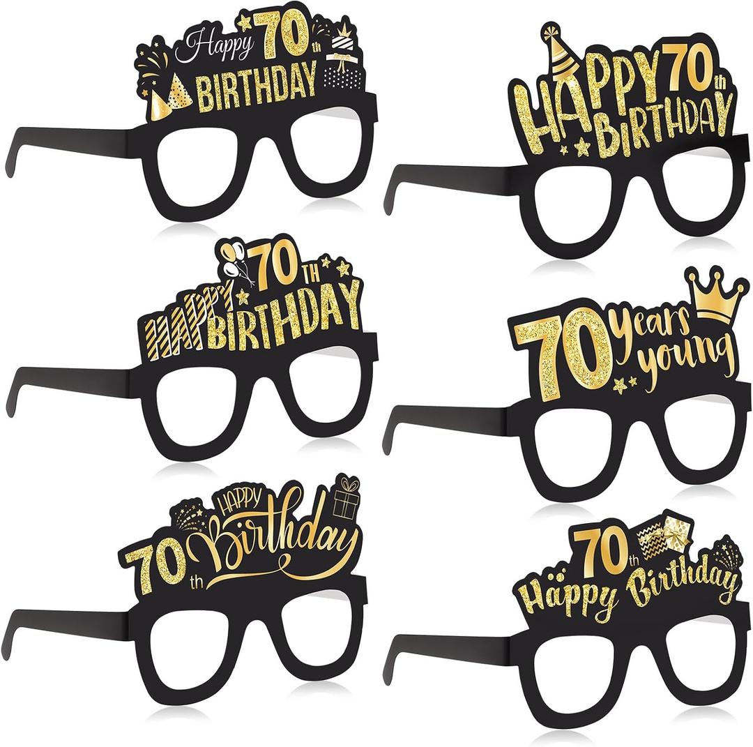 Sumind 24 Pcs Birthday Glasses Decoration Paper Eyeglasses Birthday Sunglasses to Wear for Men Women Table Decor Party