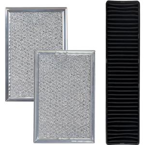 Microwave Filter Replacement Compatible with GE JVM7195SK6SS,PNM9216SK5SS, JVM7195EK5ES,JNM7196DK5BB, JVM7195DK5WW,JNM7196SK6SS (2Grease Filters + 1 WB06X10807 Charcoal Filter Set)
