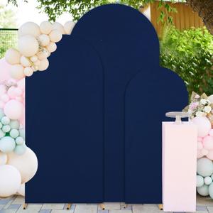 FUHSY Wedding Arch Cover Set of 3 Navy Spandex Arch Backdrop Cover 7.2FT 6.6FT 6FT Chiara Backdrop Covers for Arch Stands Balloon Arch Covers for Wedding Birthday Party Gender Reveal Decoration