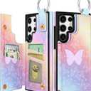 Shorogyt for Samsung Galaxy S23 Ultra Wallet Case with Card Holder - Designer Colorful Butterfly Pattern Kickstand Magnetic Clasp Back Flip Folio Leather Phone Cases for S23 Ultra for Women Men Girls